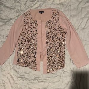 Women’s Gap blush and rose gold sequins lightweight jacket. US Women’s medium